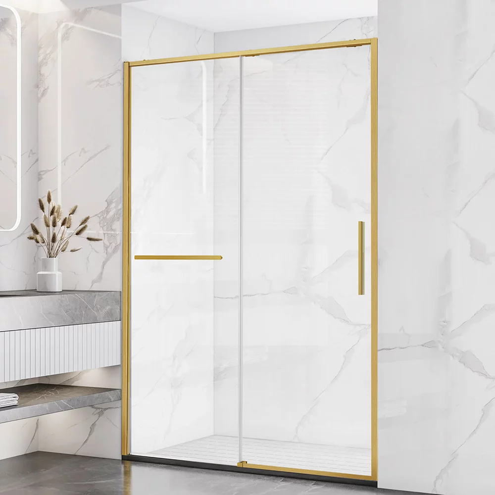душевая дверь vincea slim soft vds-1ss140clg 140x200 прозрачное стекло / профиль золотой матовый