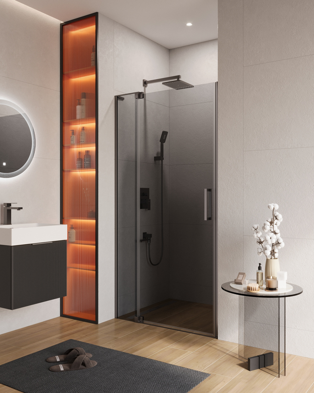 душевая дверь cezares slider-b-1-100/110-grigio-gm (100-110)x195 стекло серое / профиль оружейная сталь