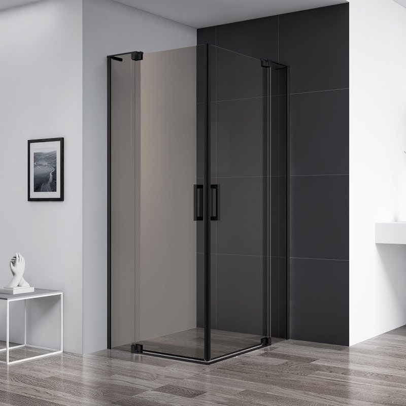 душевой уголок cezares slider-a-2-100/110-br-nero (100-110)x(100-110) стекла бронзовые, профиль черный