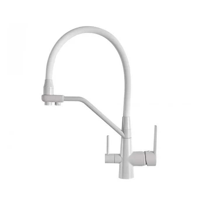 смеситель для кухни  vivi felice 1415 b bianco opaco с подключением к фильтру белый