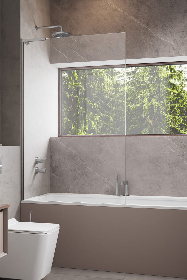 шторка на ванну radaway modo sl brushed nickel pnj ii 50x150 левый, стекла прозрачные, профиль брашированный никель