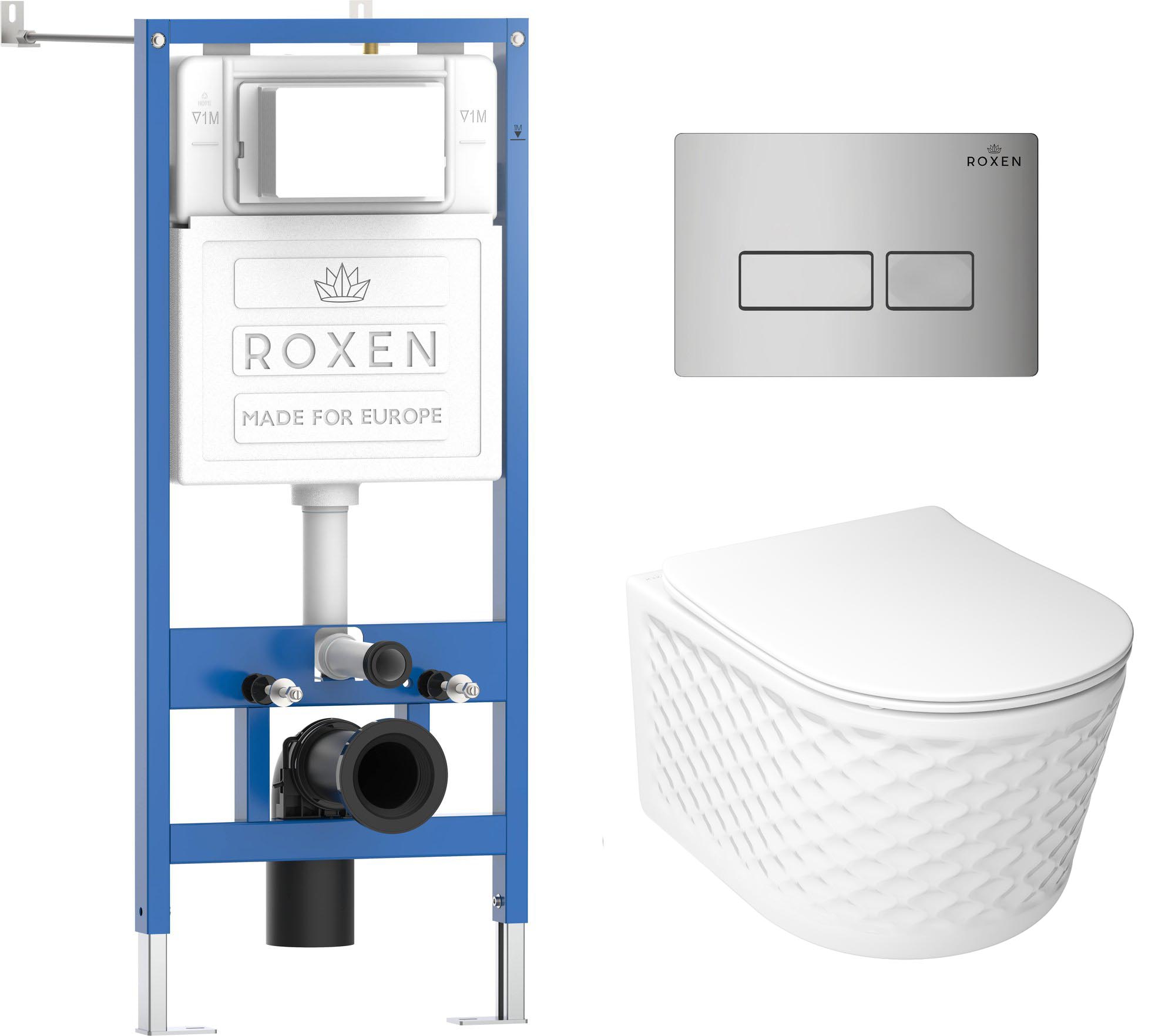 комплект инсталляция roxen stounfix dual fresh 6 в 1 979002 с унитазом vine tornado и клавишей смыва caspia 410280ch хром