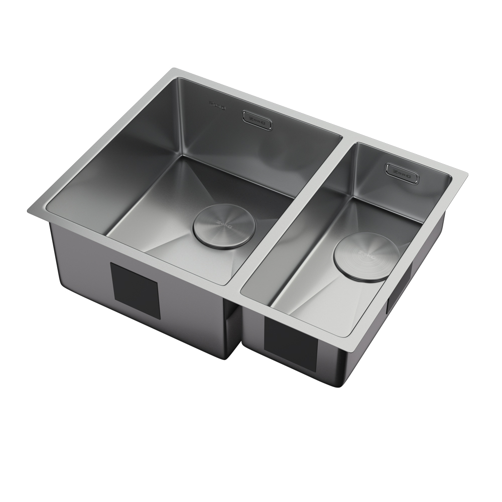 кухонная мойка zorg zerox 58-2 u / if-r steel 58,5x44 матовая нержавеющая сталь
