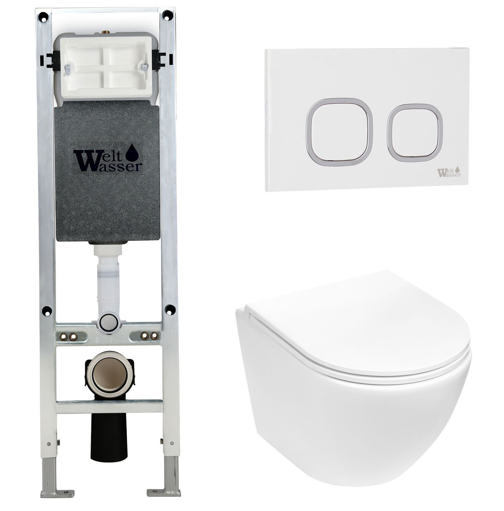 комплект welt-wasser amberg 350 st + merzbach 043 mt-wt + amberg rd-wt с белой клавишей