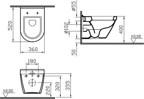 Унитаз подвесной VitrA S50 9003B003-7201 52x36 с инсталляцией и сиденьем SoftClose фото 4 унитаз подвесной vitra s50 9003b003-7201 52x36 с инсталляцией и сиденьем softclose фото 4