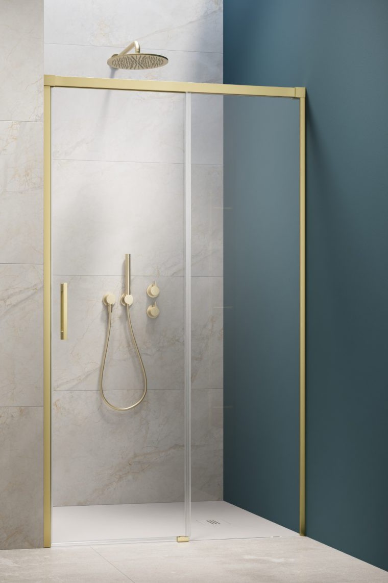 душевая дверь radaway idea 6 brushed light gold dwj 105x200 правая, стекла прозрачные, профиль брашированное светлое золото