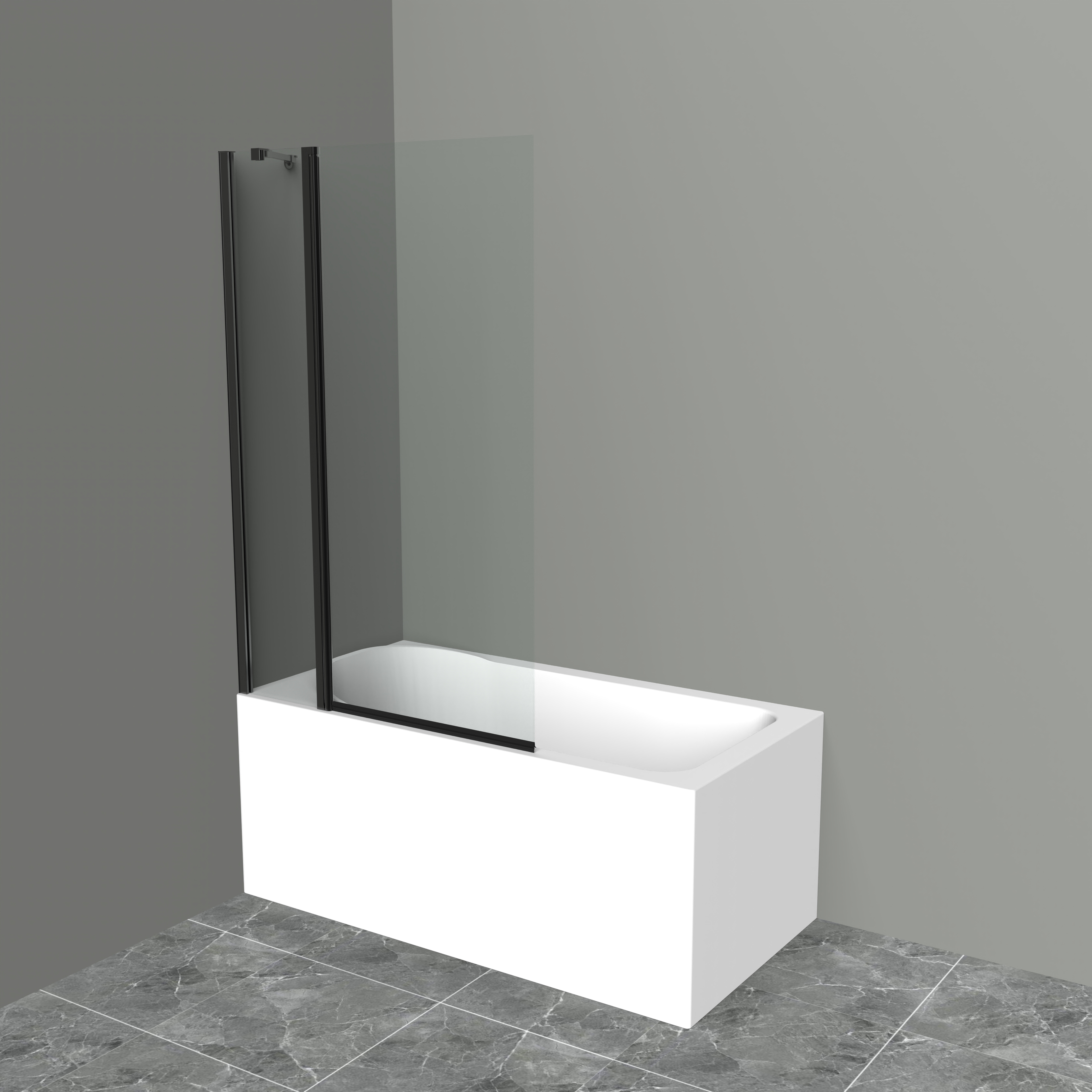 шторка на ванну belbagno uno-v-11-100/150-c-nero 100x150 стекла прозрачные, профиль черный матовый