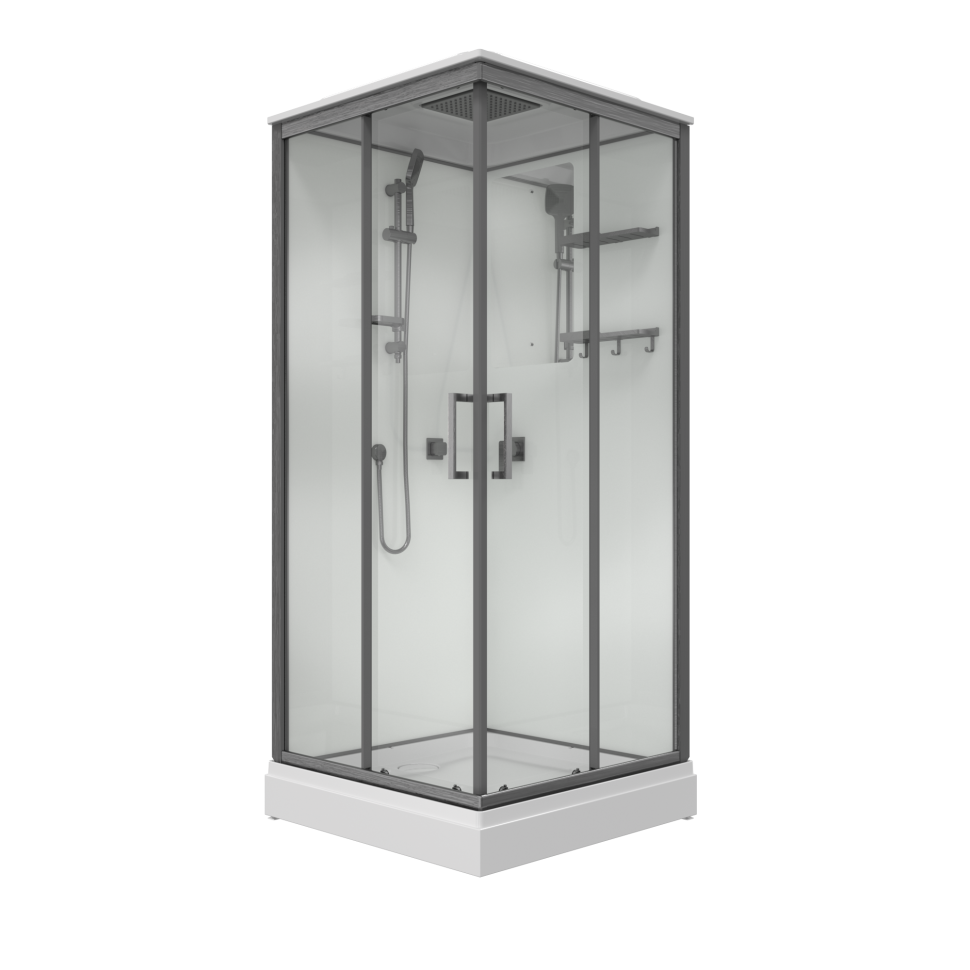 душевая кабина triton рич-графит м4 90x90 a стекло прозрачное / профиль графит