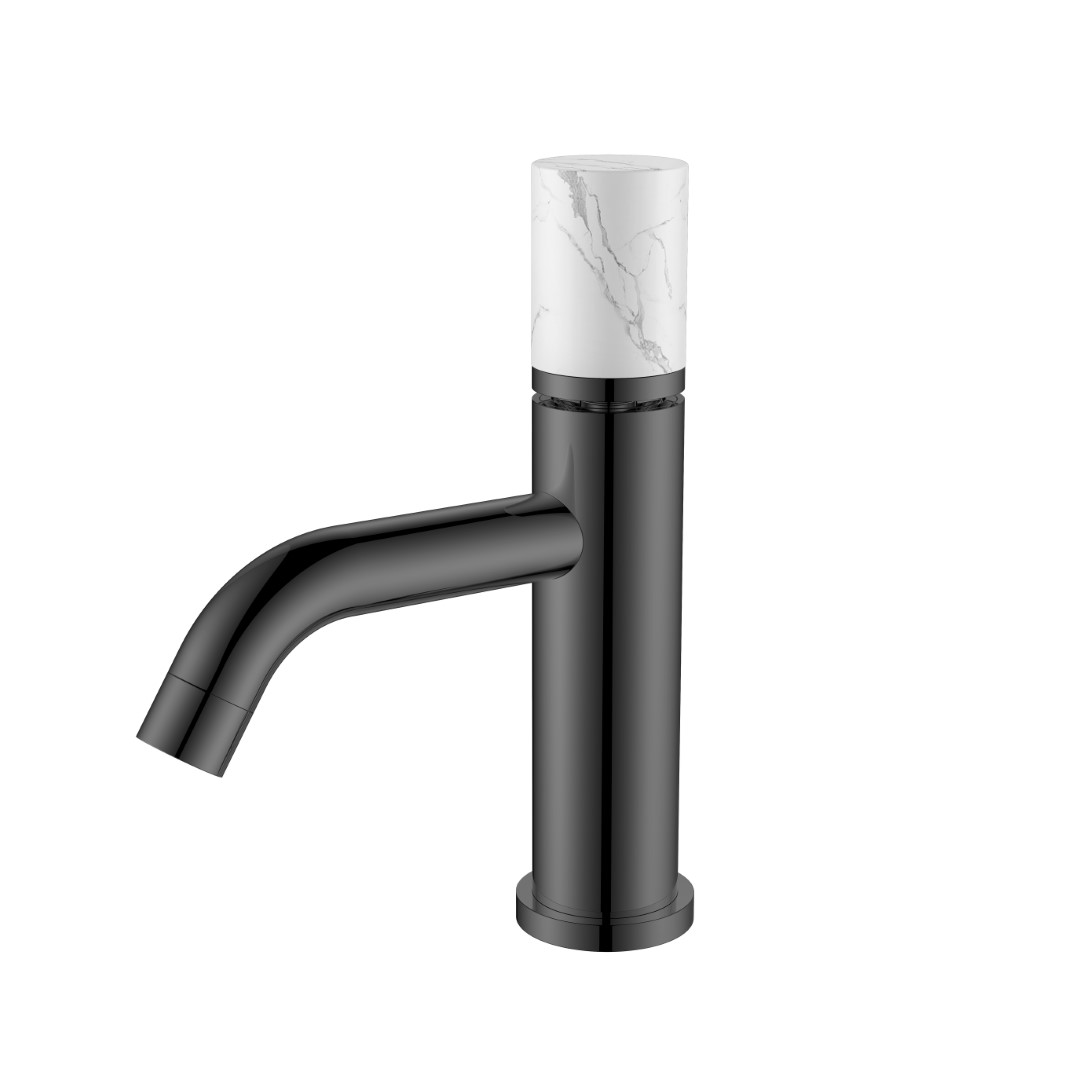 смеситель для умывальника boheme stick 121-sgm-mr-w, графит глянец / белый мрамор