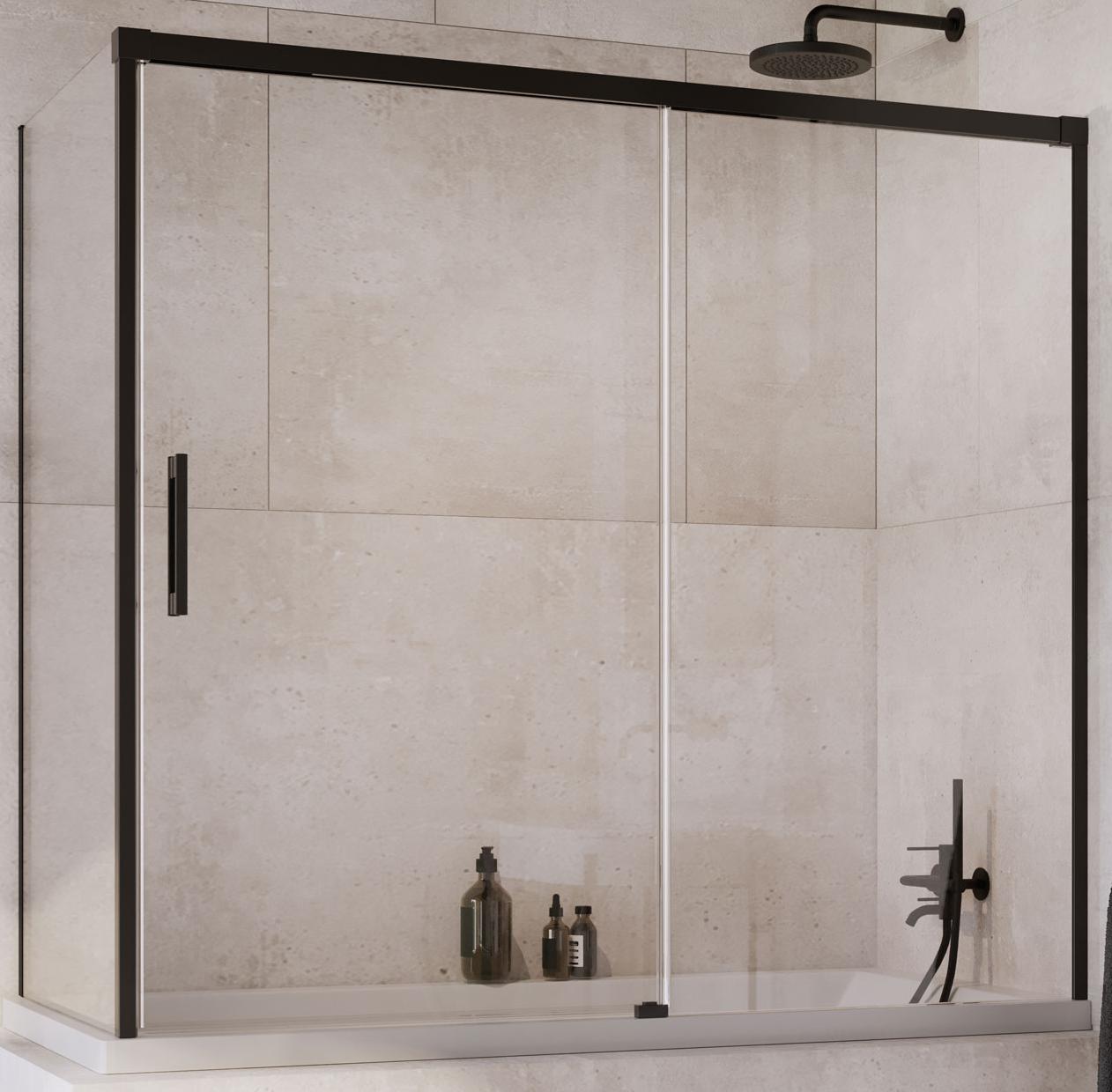 шторка на ванну radaway idea black pn dwj+s 170 r+s 75l стекло прозрачное
