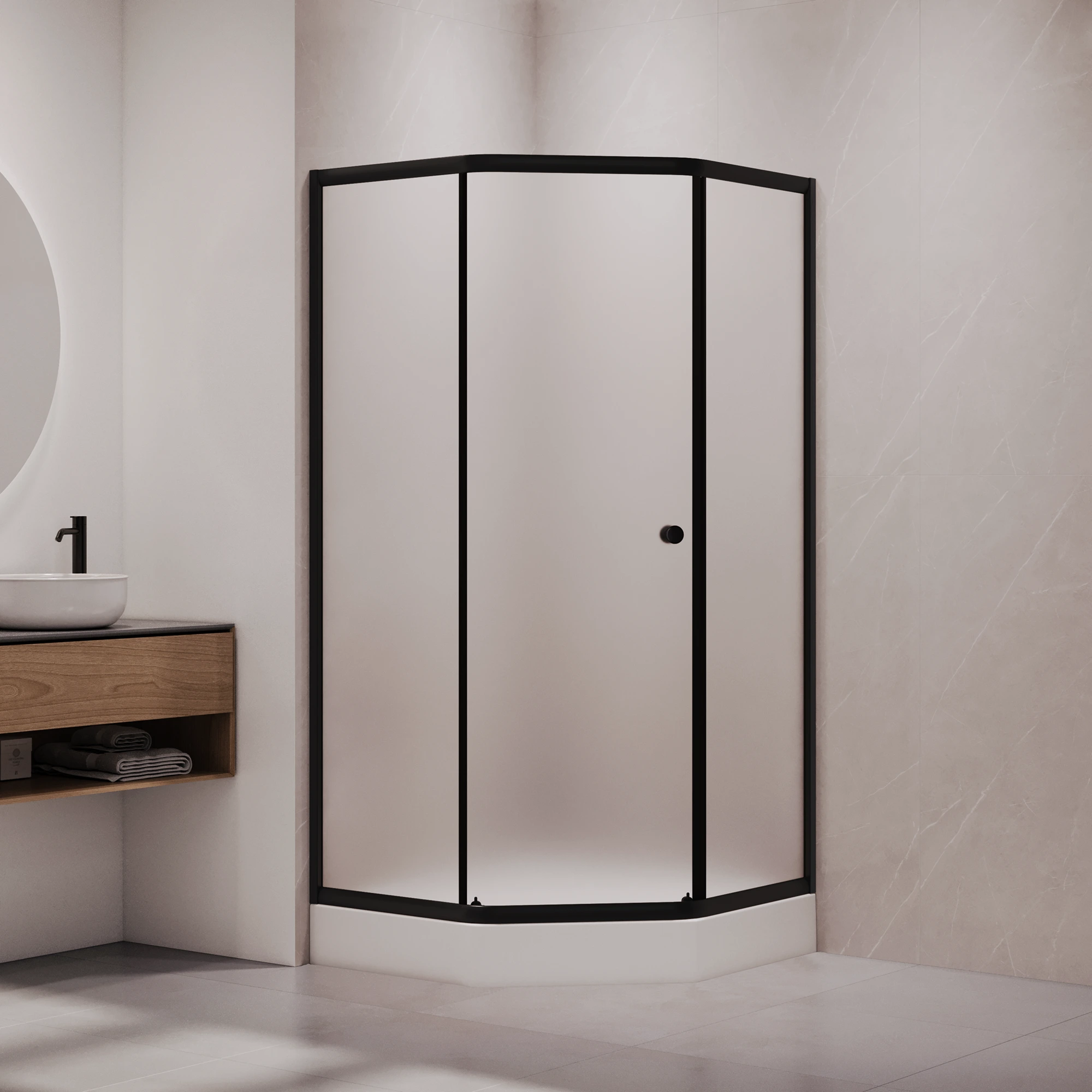 душевой уголок rgw classic cl-80 90x90 стекла матовые / профиль черный