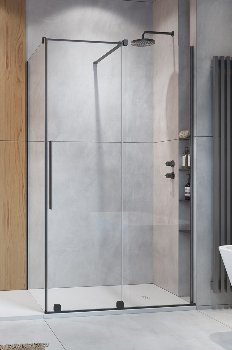 душевой уголок radaway furo brushed gunmetal kdj r 150x120 стекла прозрачные, профиль брашированная оружейная сталь