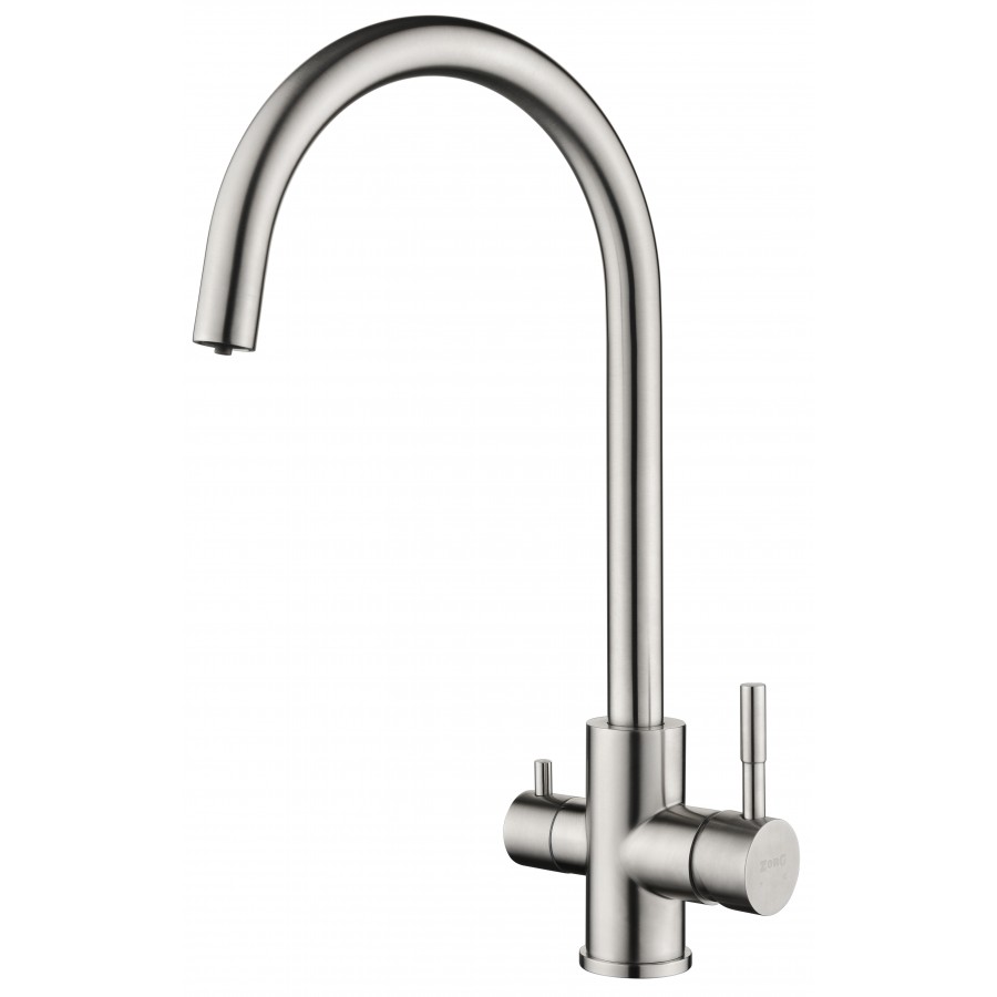 смеситель для кухни zorg atlas satin premium с подключением для фильтра сатин