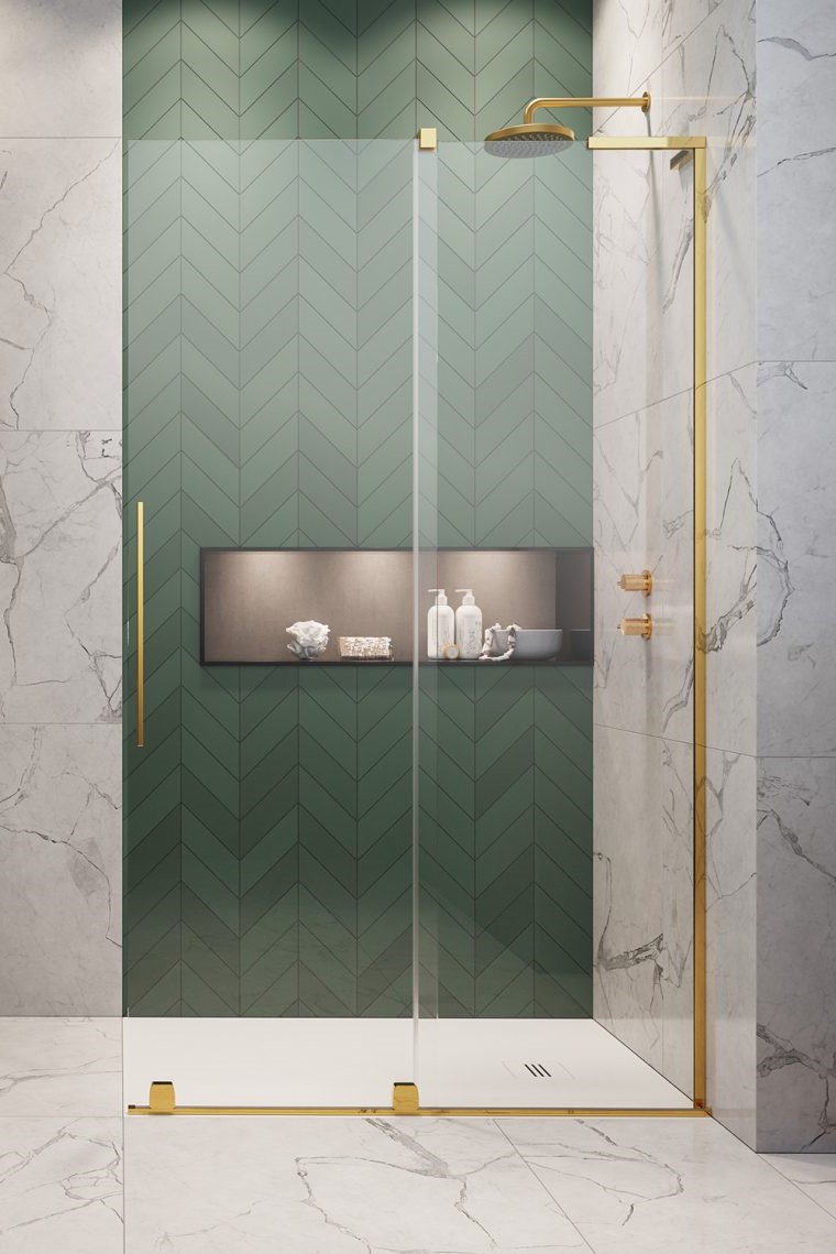 душевой уголок radaway furo sl gold walk-in  r 110x200 стекла прозрачные, профиль золото