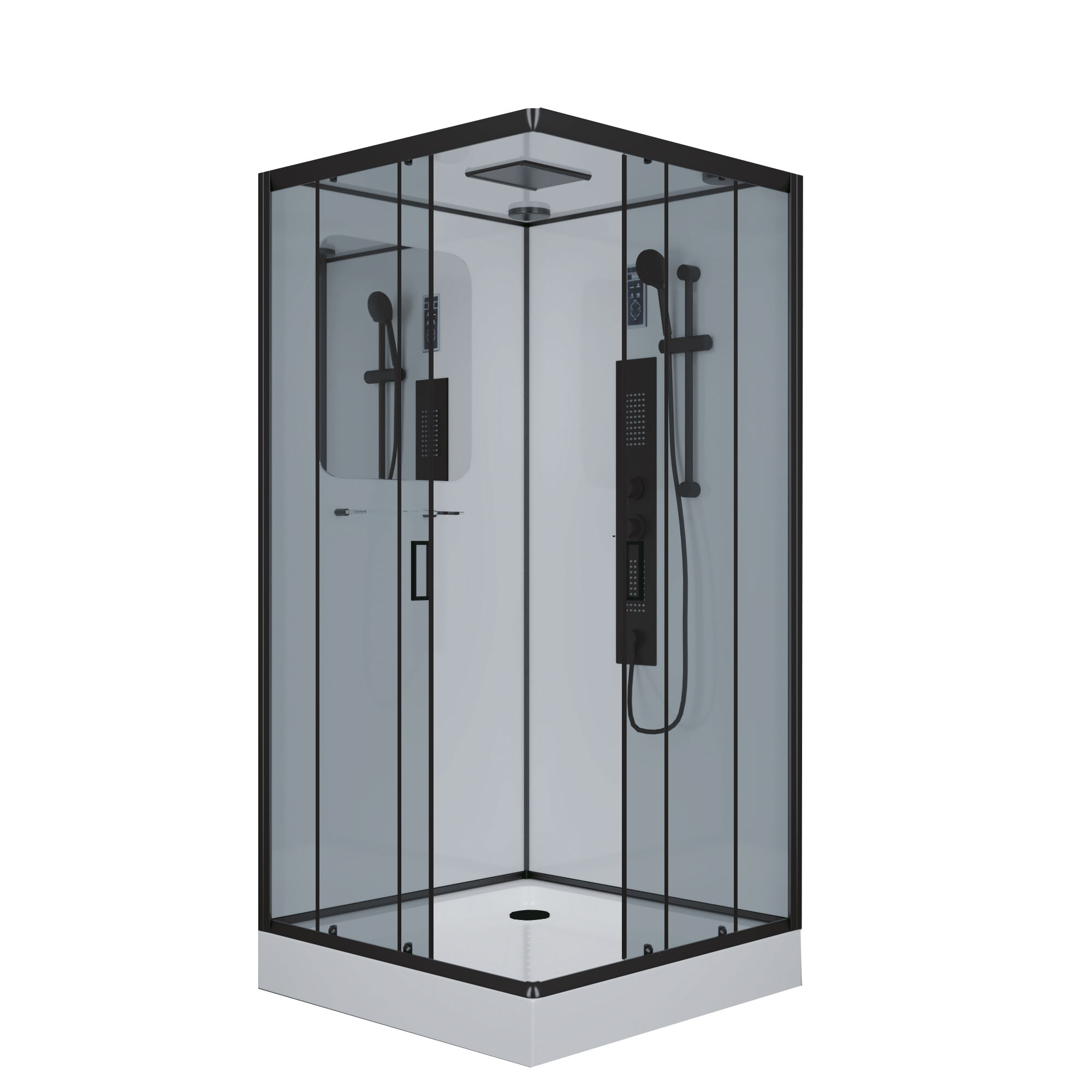 душевая кабина niagara ng-6901-01gq black 90x90 стекла тонированные, профиль черный
