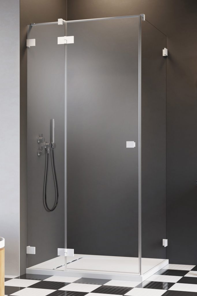 душевой уголок radaway essenza pro white kdj 90 l 90x75 стекло прозрачное, профиль белый