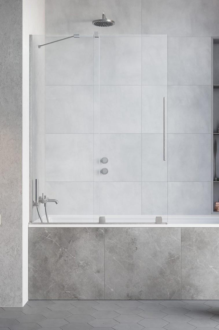 шторка на ванну radaway furo brushed nickel pnd ii l 110x150 стекла прозрачные, профиль брашированный никель