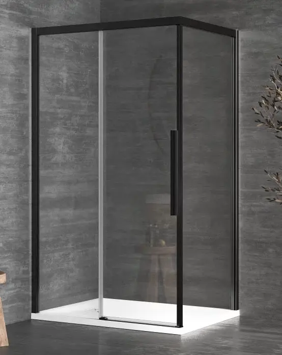 душевой уголок kolpa-san libra dw 100x90 прозрачное стекло / профиль черный матовый (левый)