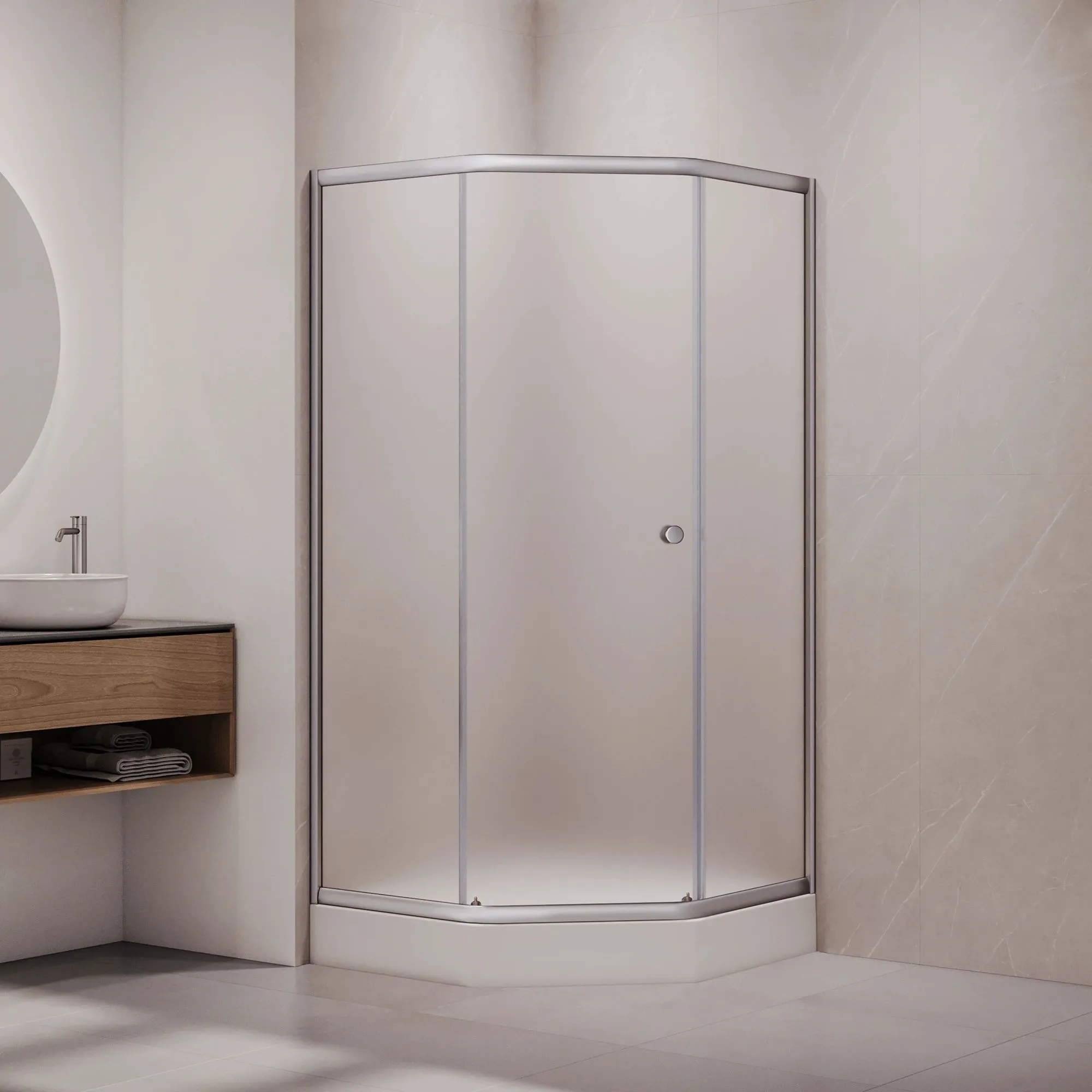 душевой уголок rgw classic cl-80-ch 90x90 стекла матовые / профиль матовый хром