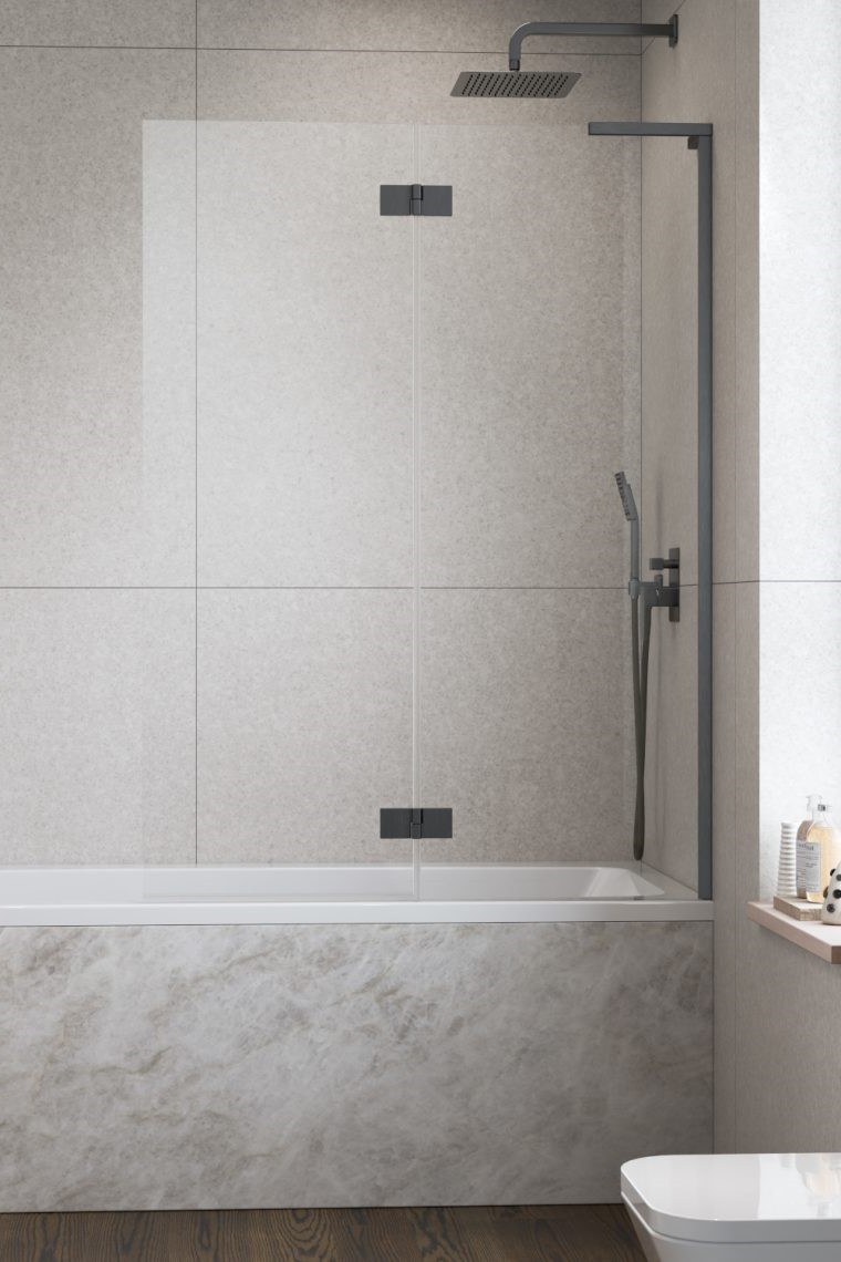шторка на ванну radaway essenza 8 sl brushed gunmetal pnd ii 100x150 правая, стекла прозрачные, профиль брашированная оружейная сталь