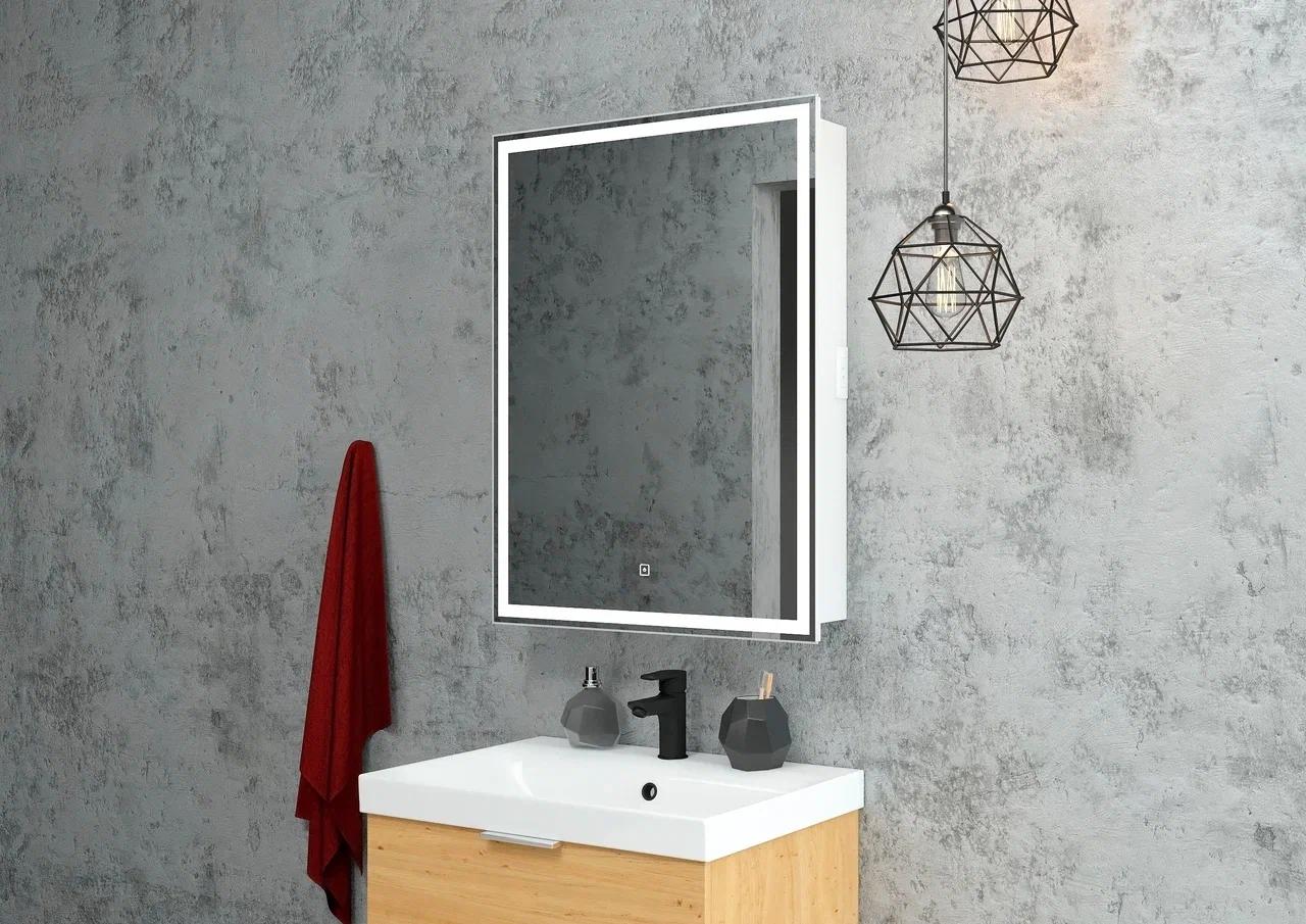 шкаф с зеркалом континент allure led 55x80 с подсветкой и датчиком движения левый