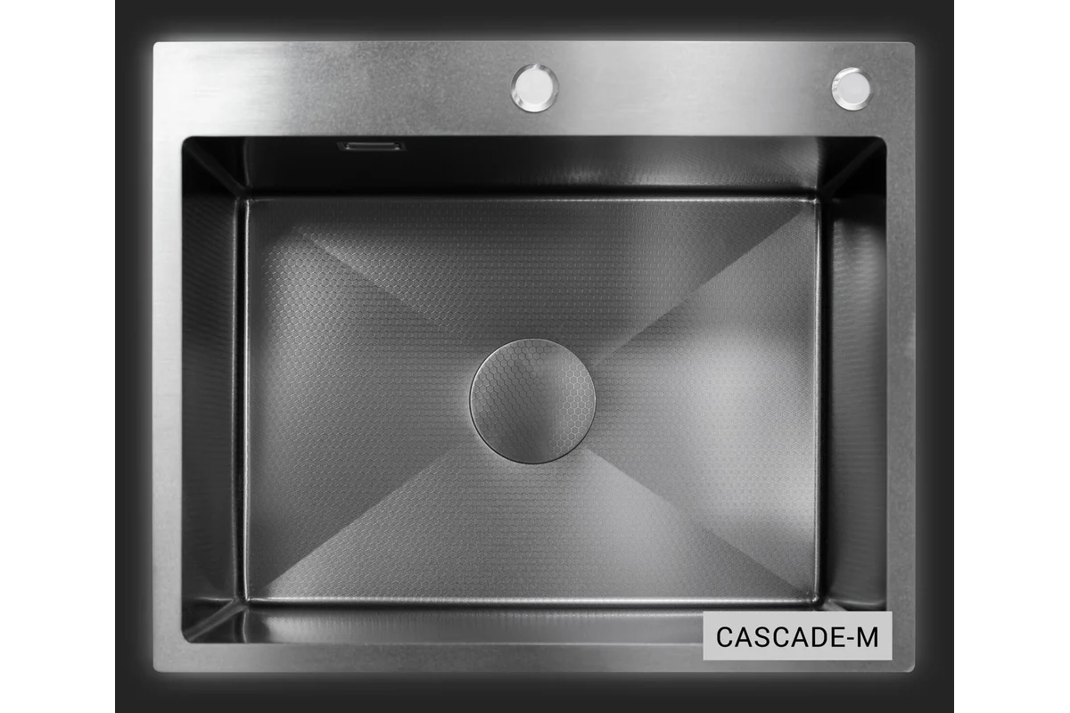 кухонная мойка esbano cascade-m 60x50 темная сталь