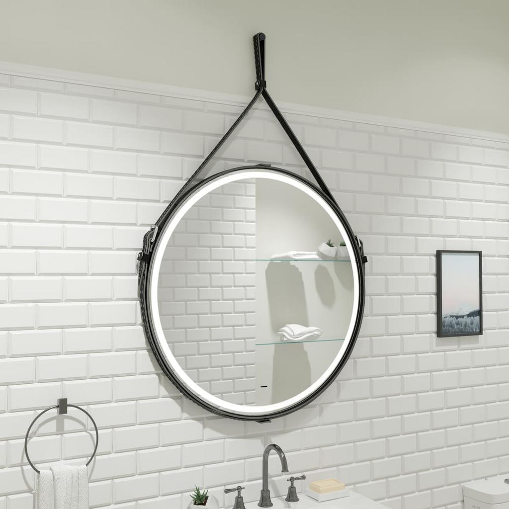 зеркало континент millenium black led d 650 с бесконтактным сенсором, с черным ремнем
