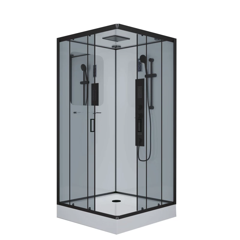 душевая кабина niagara ng-6902-01gq black 100x100 стекла тонированные, профиль черный