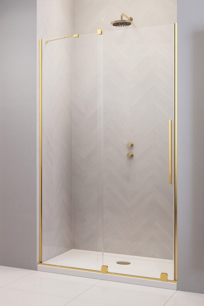 душевая дверь radaway furo gold dwj 160l 160x200 стекло прозрачное, профиль золото (левая)