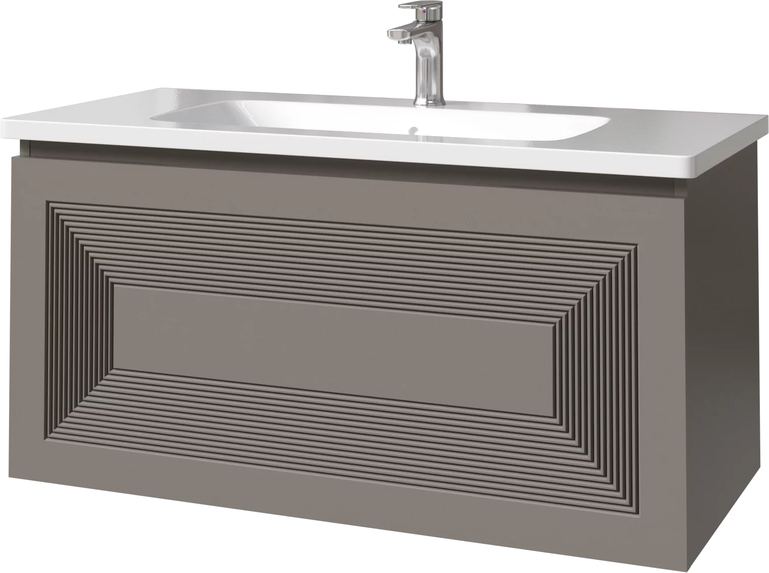 тумба подвесная caprigo modo quarta 100 35715-sf025 серый матовый