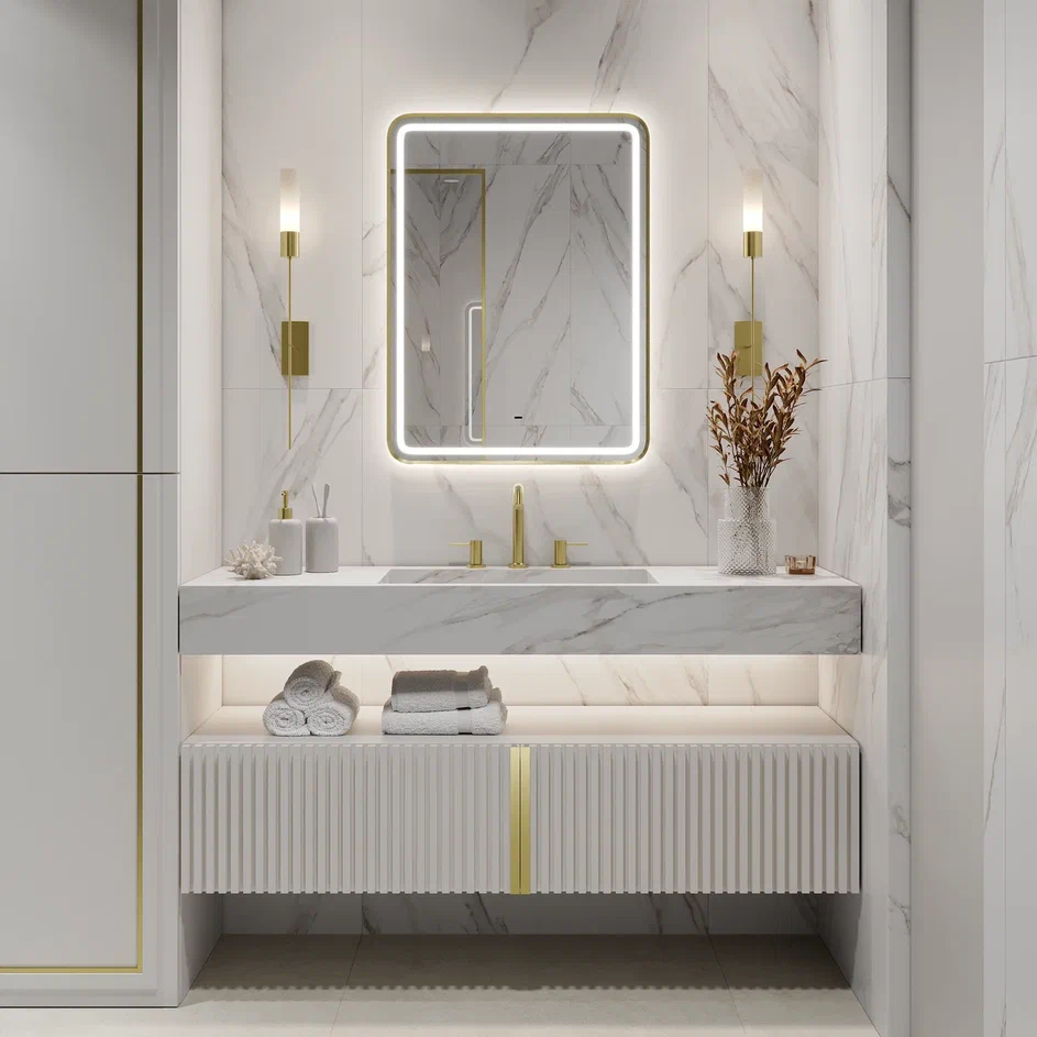 зеркало континент aliro gold led 60x80 золотое