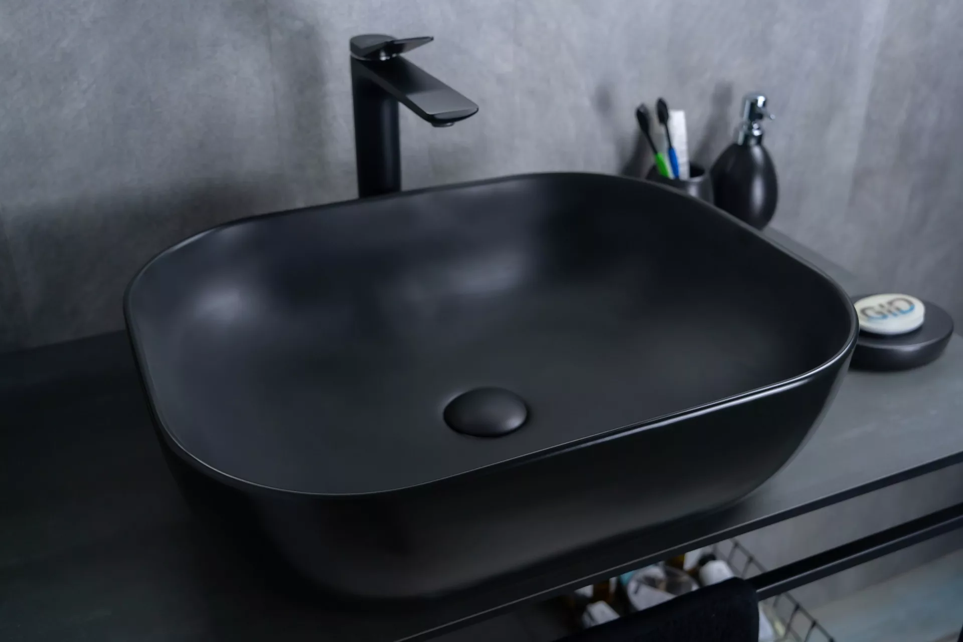 умывальник накладной gid bm1302 50x40 черный матовый