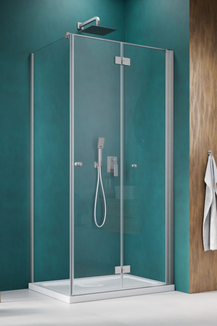душевой уголок radaway nes brushed nickel kdj b 100x100 правый, стекла прозрачные, профиль брашированный никель