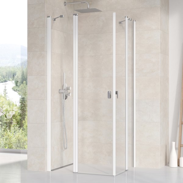душевой уголок ravak chrome crv2+crv2 110x80 стекла прозрачные, профиль белый