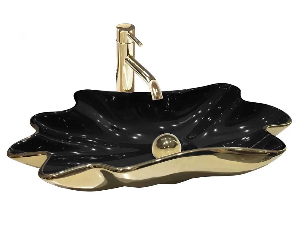 умывальник rea infinity black gold rea-u3402 черный/золото