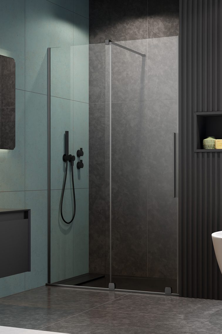 душевая дверь radaway furo brushed gunmetal dwj r 140x200 стекла прозрачные, профиль брашированная оружейная сталь