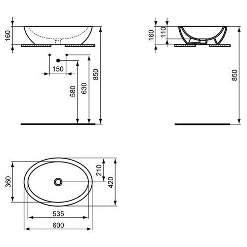 Умывальник-чаша Ideal Standard Strada K078301 42x42 фото 3 умывальник-чаша ideal standard strada k078301 42x42 фото 3