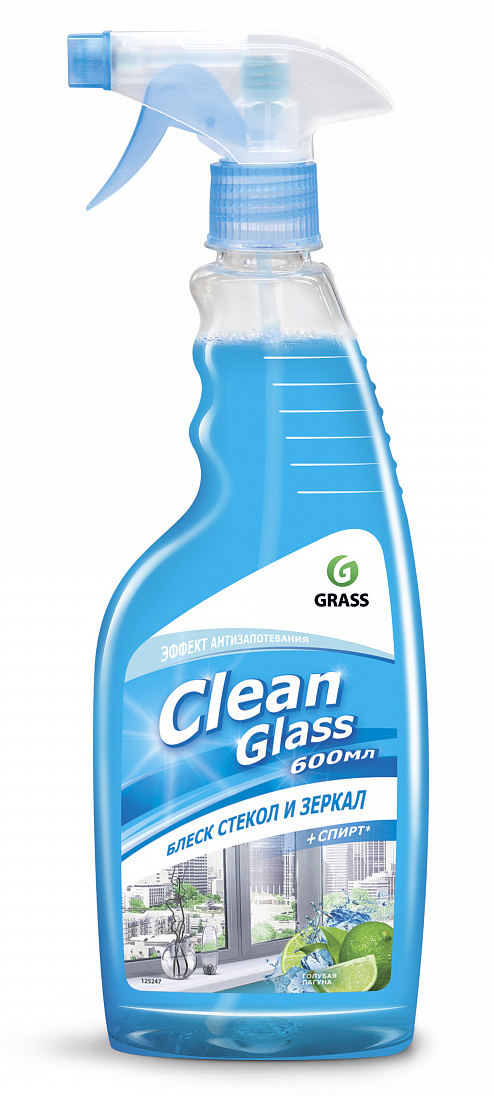 clean glass блеск стекол и зеркал (голубая лагуна) 600 мл