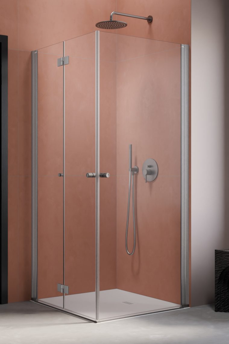душевой уголок radaway nes brushed nickel kdd b + kdd i 90x90 левый, стекла прозрачные, профиль брашированный никель