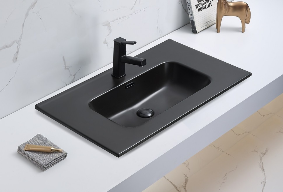 умывальник ceramalux 9060mmb 61x46 черный матовый