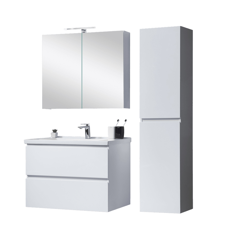 комплект мебели orans bc-4023-600 w (тумба с умывальником, шкаф с зеркалом и пенал)