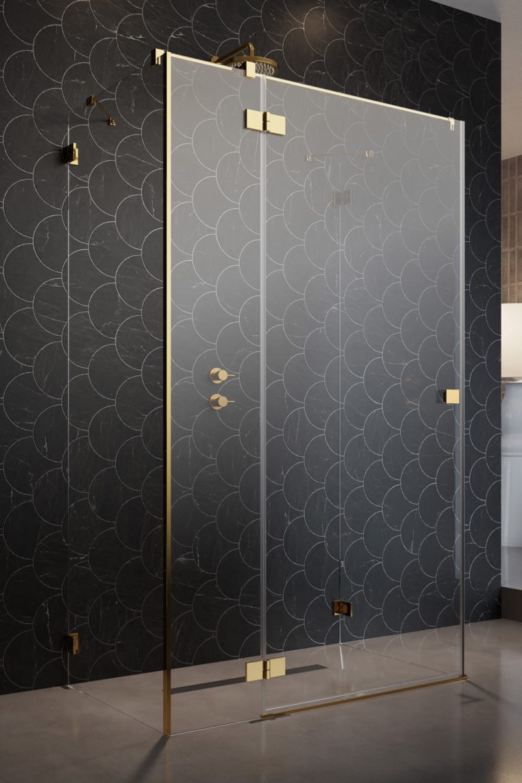 душевой уголок radaway essenza pro gold kdj+s 100x80 стекла прозрачные, профиль золото