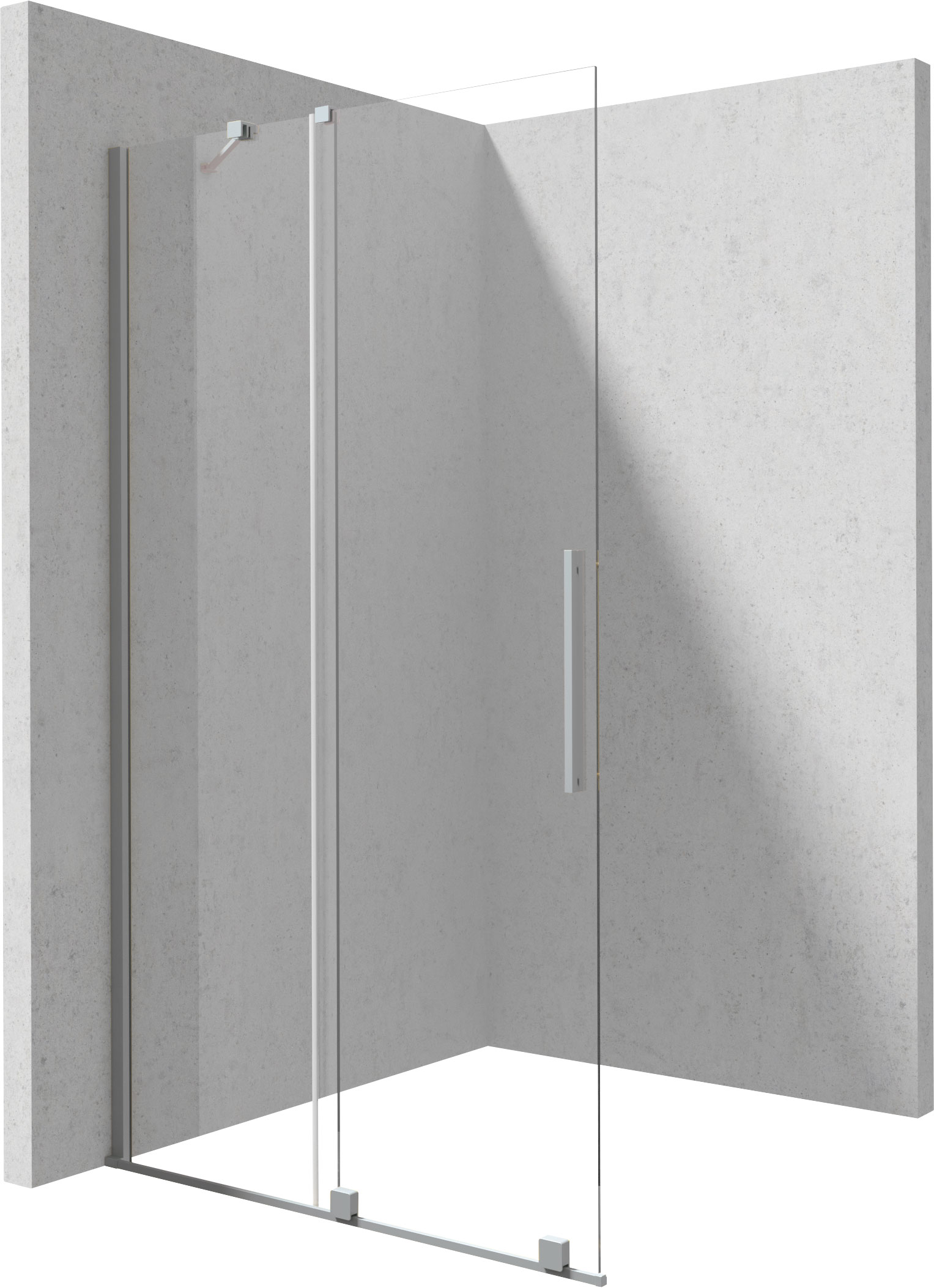 душевой уголок deante prizma walk-in ktj_f34r 140x195 прозрачное стекло / профиль брашированная сталь