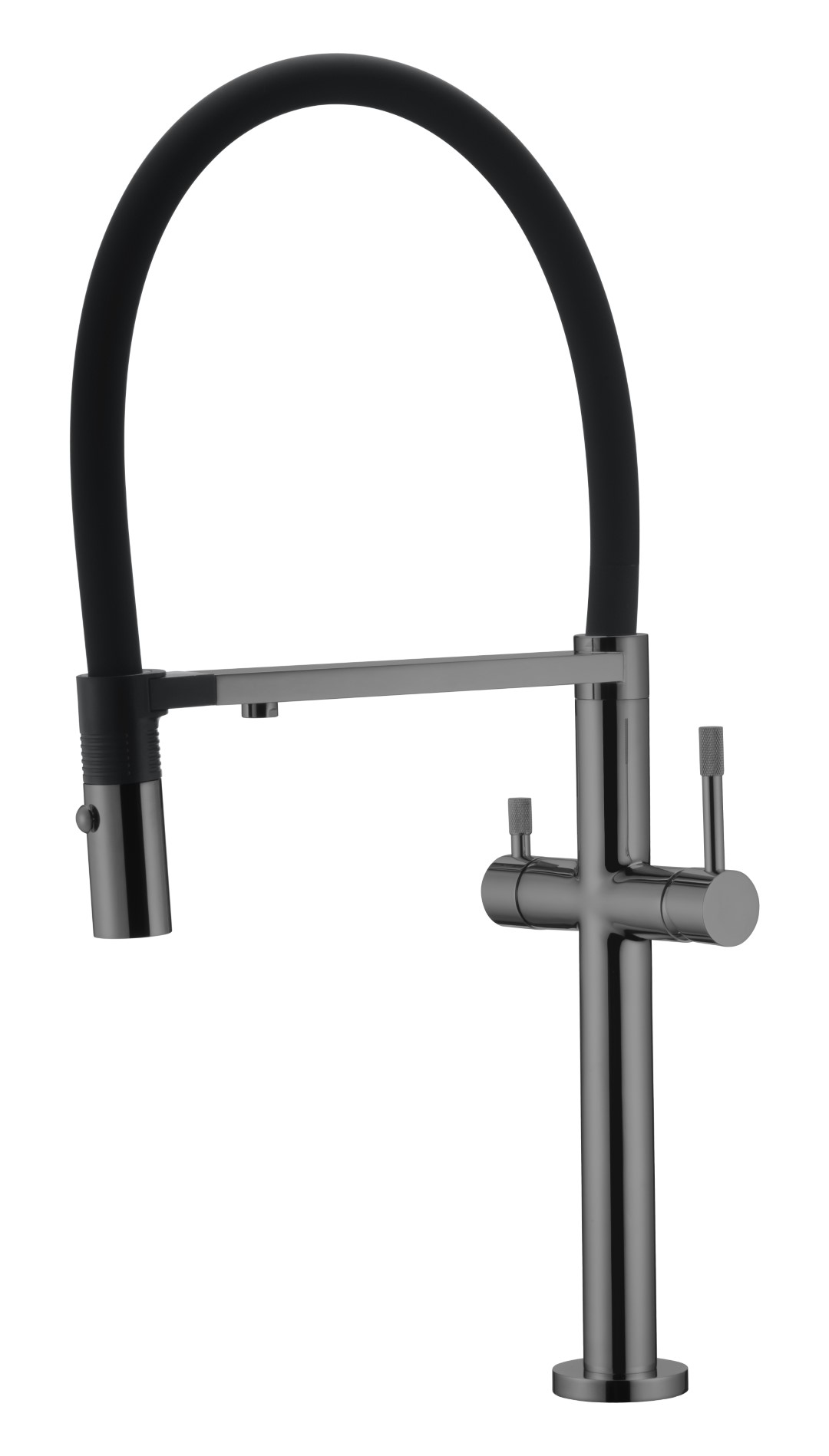 смеситель для кухни boheme uno shine gun metall 115-sgm с подключением для фильтра оружейная сталь глянец
