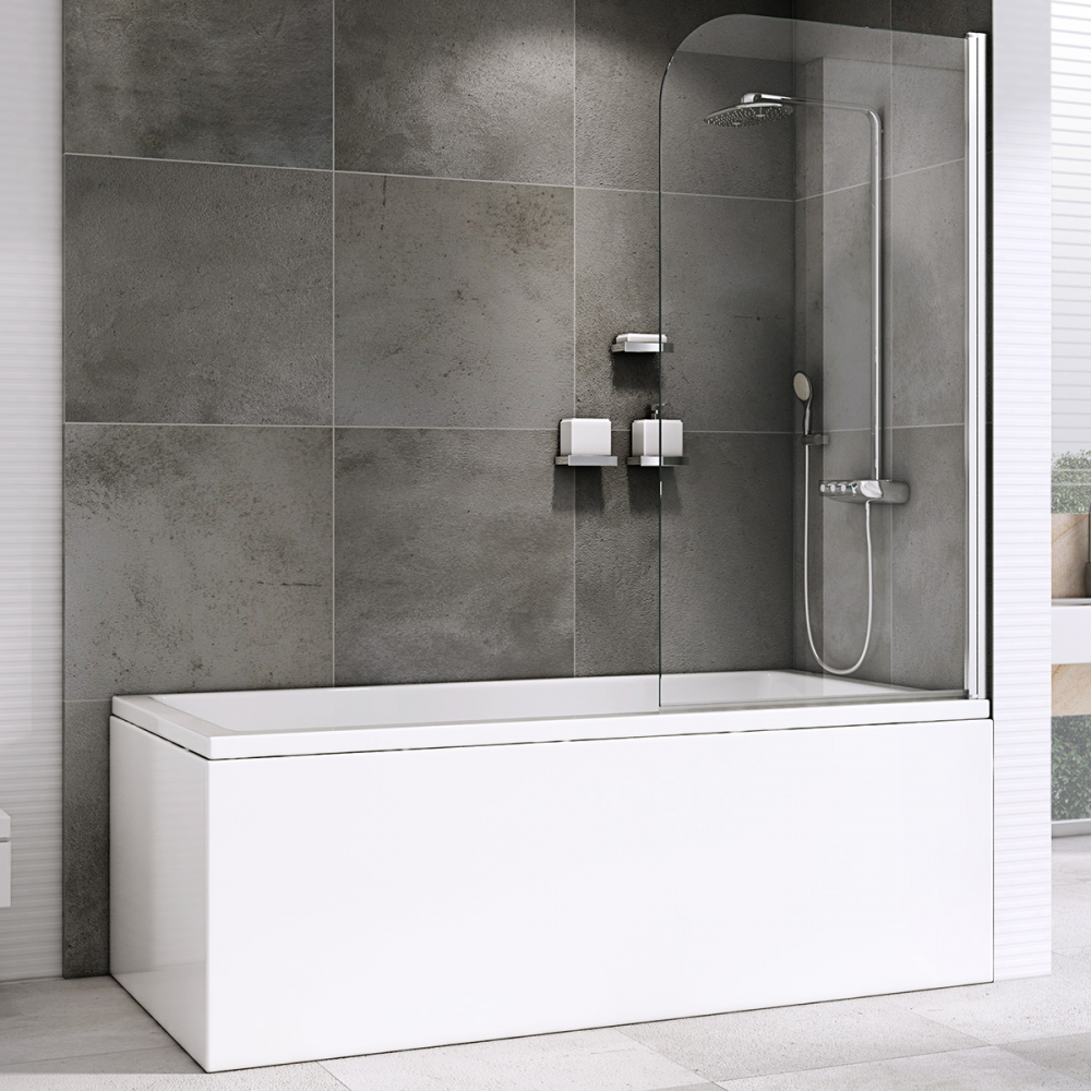 шторка на ванну abber ewiges wasser ag52100 100x140 прозрачное стекло / профиль хром