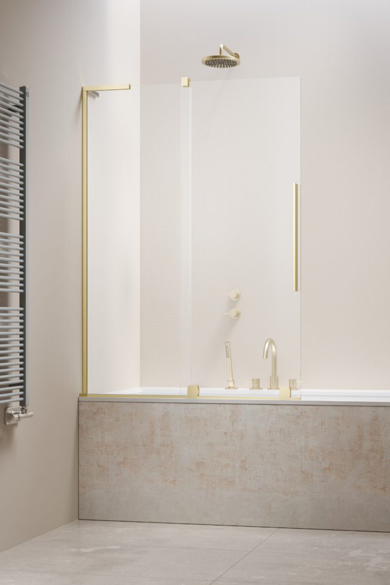 душевая шторка radaway furo sl brushed light gold pnd ii 120x150 правая, стекла прозрачные, профиль брашированное светлое золото