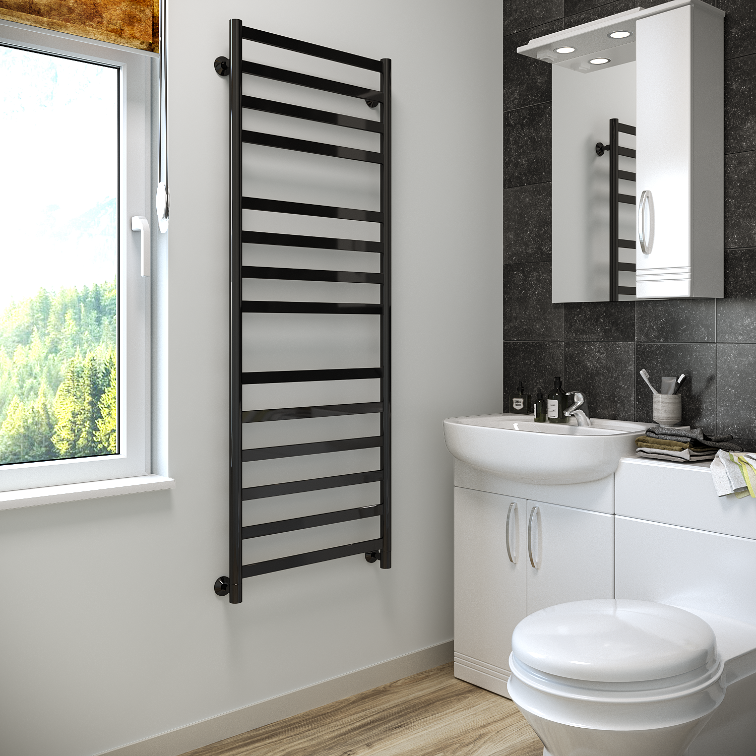 полотенцесушитель водяной stinox maxima luxe 50x140 черный глянец