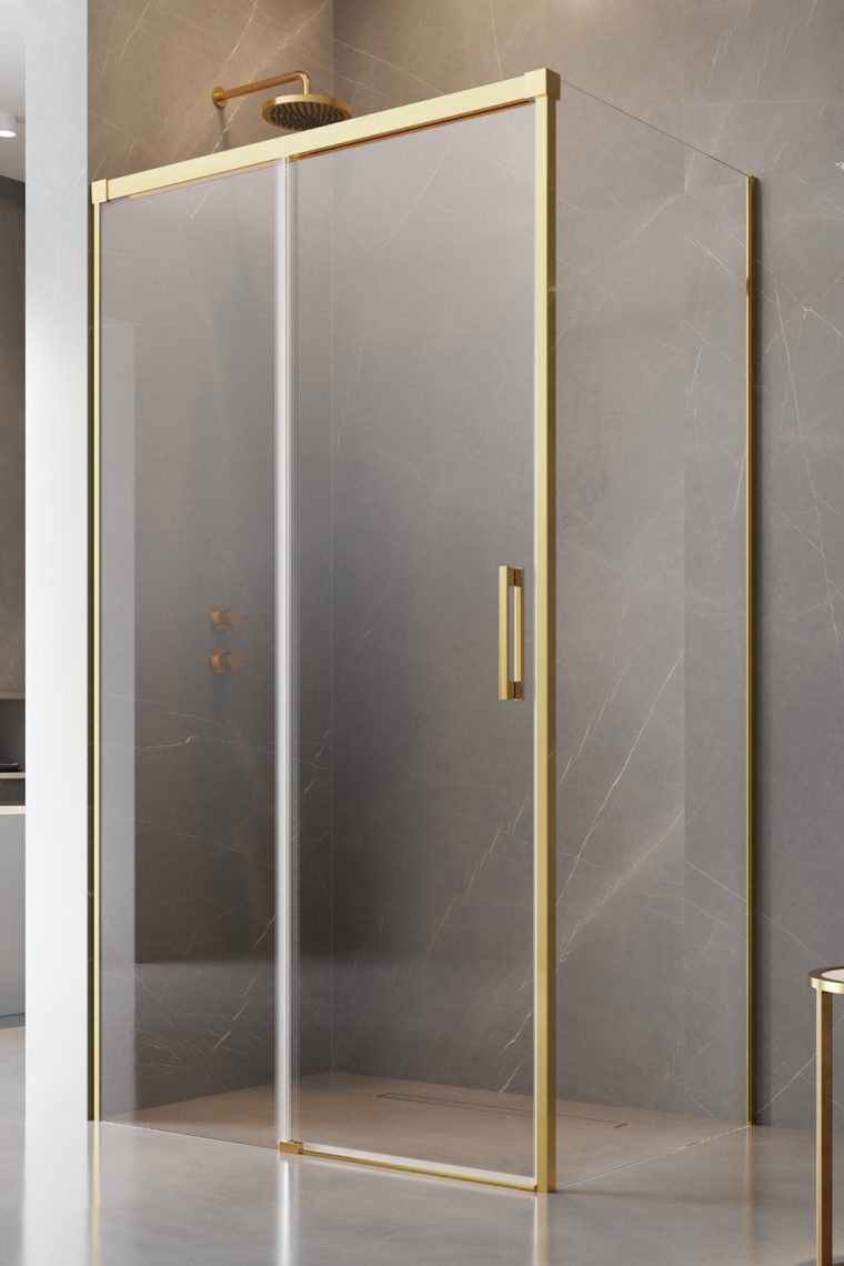 душевой уголок radaway idea gold kdj 150 l 150x80 стекла прозрачные, профиль золото