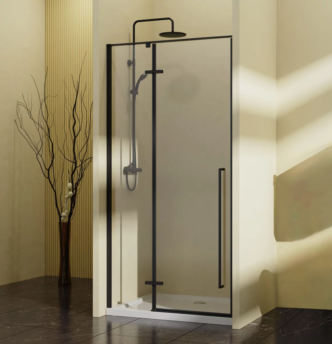 душевая дверь vincea slim-n vdph-5sn900clb 90x195 прозрачное стекло / профиль черный матовый