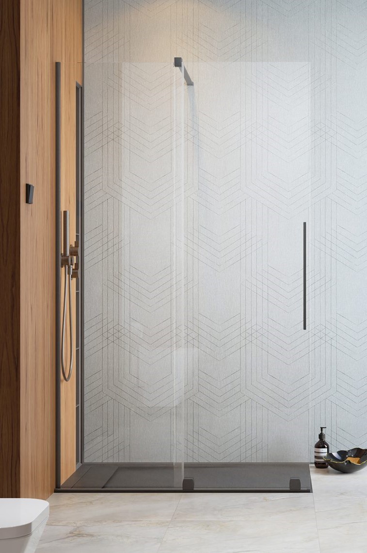душевой уголок radaway furo brushed gunmetal walk-in l 90x200 стекла прозрачные, профиль брашированная оружейная сталь